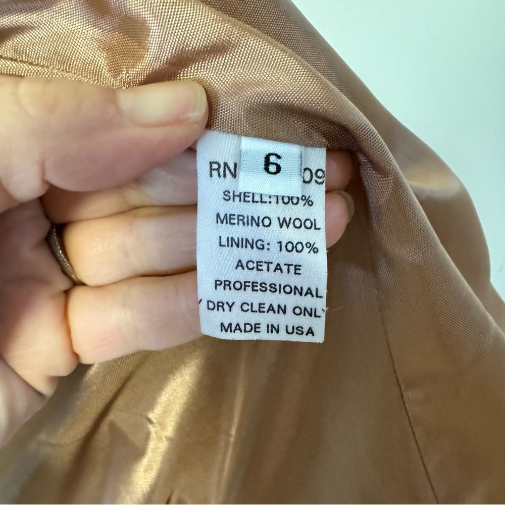 J Percy Merino Wool Coat Camel Midi Jacket Old Money Womens Medium / Large - Picture 10 of 11
